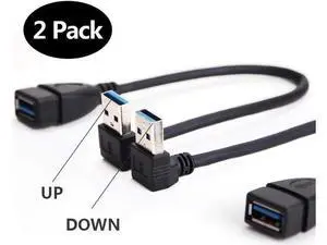 SuperSpeed USB 3.0 Extension Data Super Speed Cable USB 3.0 Male to Female Extension Data Cable Up and Down Angle 2PCS - 20CM 8IN SuperSpeed USB 3.0 Extension Data Super Speed Cable USB 3.0 Male to Female Extension Data Cable Up and Down Angle 2PCS - 20CM 8IN