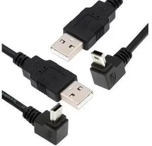 Mini USB B Type Down & Up Angled 90 Degree to USB 2.0 Male Data Power Cable 2pcs/lot 50cm Mini USB B Type Down & Up Angled 90 Degree to USB 2.0 Male Data Power Cable 2pcs/lot 50cm