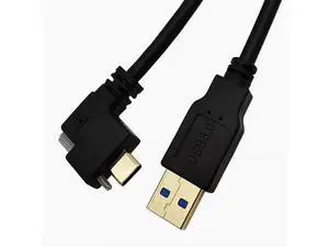 Elbow with screw Type-C to USB 3.0 public industrial camera SLR gold-plated port lock panel 3.1 data cable Bend up and down 0.3M Elbow with screw Type-C to USB 3.0 public industrial camera SLR gold-plated port lock panel 3.1 data cable Bend up and down 0.3M