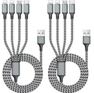 Puxnoin Multi Charging Cable 6FT 2Pack Multi Charger Cable 4 in 1 Universal Multiple USB Cable Fast Charging Cord with Type-C, Micro USB Port for Most Cell Phone, Tablets Puxnoin Multi Charging Cable 6FT 2Pack Multi Charger Cable 4 in 1 Universal Multiple USB Cable Fast Charging Cord with Type-C, Micro USB Port for Most Cell Phone, Tablets