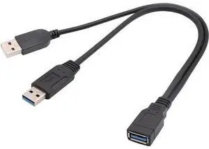 USB A 3.0 Y Splitter Cable, USB 3.0 A Female to Dual USB 3.0 A Male + USB 2.0 A Male Extra Power Charging & Data Transfer Dual USB Y Splitter Cable (30cm-F/Dual M) USB A 3.0 Y Splitter Cable, USB 3.0 A Female to Dual USB 3.0 A Male + USB 2.0 A Male Extra Power Charging & Data Transfer Dual USB Y Splitter Cable (30cm-F/Dual M)