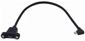 0.3 Meter Micro USB 5 Pin Extension Cable, Right Angle Micro USB Male to Female Extender Bolt Screw Lock Mount Cable, Sync Data & Charging 0.3 Meter Micro USB 5 Pin Extension Cable, Right Angle Micro USB Male to Female Extender Bolt Screw Lock Mount Cable, Sync Data & Charging