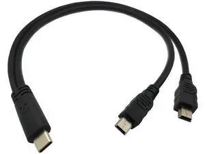 USB Type C Male to 2* Mini USB Male Y Splitter Extension Charging Cable (1 Feet, Only for Charging) USB Type C Male to 2* Mini USB Male Y Splitter Extension Charging Cable (1 Feet, Only for Charging)