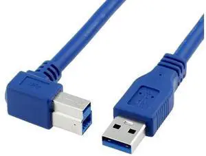 USB 3.0 Cable - Type A-Male to Right Angle Type B-Male Printer Scanner Cord - 3 Feet (1 Meter) - Round Blue USB 3.0 Cable - Type A-Male to Right Angle Type B-Male Printer Scanner Cord - 3 Feet (1 Meter) - Round Blue