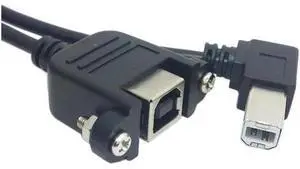 90 Degree Right Angled USB B Male to Female extension cable with screws for Panel Mount 1m 90 Degree Right Angled USB B Male to Female extension cable with screws for Panel Mount 1m
