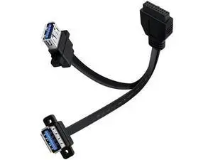 USB 3.0 Front Panel Cable Extension with Panel Mount Holes 5Gbps Motherboard 19/20pin Header Splitter to 2 USB Female (30 cm) USB 3.0 Front Panel Cable Extension with Panel Mount Holes 5Gbps Motherboard 19/20pin Header Splitter to 2 USB Female (30 cm)
