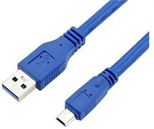 USB 3.0 Cable - Type A-Male to Mini B 10-Pin Male - 1.8 Meters (6 Feet) - Round Blue USB 3.0 Cable - Type A-Male to Mini B 10-Pin Male - 1.8 Meters (6 Feet) - Round Blue