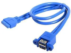 Stackable USB 3.0 Female Panel Type to Motherboard 19Pin 20Pin Header Cable 5Gbps Dual Ports 50cm Stackable USB 3.0 Female Panel Type to Motherboard 19Pin 20Pin Header Cable 5Gbps Dual Ports 50cm