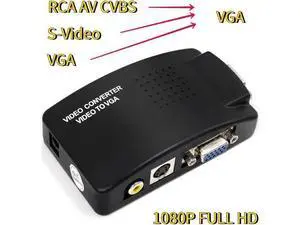 AV to VGA Adapter RCA VGA Converter PC Laptop Video TV RCA Composite S-Video AV In To PC VGA LCD Out Converter Switch Box Black AV to VGA Adapter RCA VGA Converter PC Laptop Video TV RCA Composite S-Video AV In To PC VGA LCD Out Converter Switch Box Black