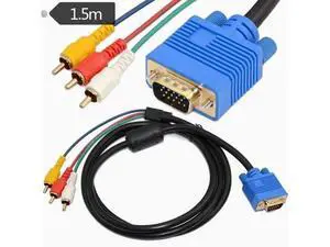 Copper core wire VGA 15P male /3RCA male nickel-plated color difference Computer TV projector connection wire single magnetic ring Copper core wire VGA 15P male /3RCA male nickel-plated color difference Computer TV projector connection wire single magnetic ring