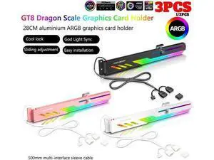 GT8 Graphics Card Bracket 5V ARGB LED Light Bar Synchronous Horizontal Chassis GPU Support VGA Holder Video Card Stand GT8 Graphics Card Bracket 5V ARGB LED Light Bar Synchronous Horizontal Chassis GPU Support VGA Holder Video Card Stand