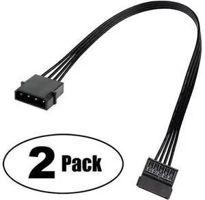 Molex IDE 4 Pin Male to 15 Pin Female SATA Power Converter Adapter Cable Hard Drive HDD SSD Power Extension Cable 24 inches (2 Pack) Molex IDE 4 Pin Male to 15 Pin Female SATA Power Converter Adapter Cable Hard Drive HDD SSD Power Extension Cable 24 inches (2 Pack)
