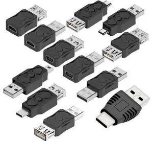 USB 2.0 Adapter Set USB/Type C/Micro/Mini Male to Female Converter Connector (12 pcs) USB 2.0 Adapter Set USB/Type C/Micro/Mini Male to Female Converter Connector (12 pcs)