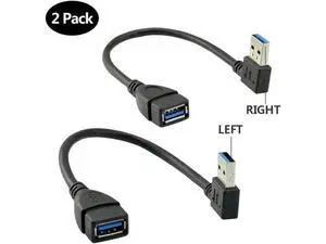 2 Packs SuperSpeed USB 3.0 Extension Cable SuperSpeed USB 3.0 Male to Female Extension Data Cable Left and Right Angle - 20CM / 8INCH 2 Packs SuperSpeed USB 3.0 Extension Cable SuperSpeed USB 3.0 Male to Female Extension Data Cable Left and Right Angle - 20CM / 8INCH