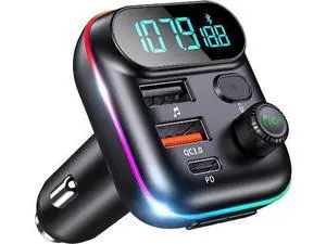 Bluetooth Adapter for Car - Wireless Bluetooth FM Radio Transmitter - Bluetooth AUX Adapter | Wireless Bluetooth 5.0 MP3 Music Player - QC3.0 + PD 20W USB Car Charger | 7 Colors LED Backlit Bluetooth Adapter for Car - Wireless Bluetooth FM Radio Transmitter - Bluetooth AUX Adapter | Wireless Bluetooth 5.0 MP3 Music Player - QC3.0 + PD 20W USB Car Charger | 7 Colors LED Backlit