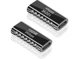 USB C Female to Female Adapter 100W, Type C Couple Support 20Gbps Data Transfer for iPad Pro, Laptop, Phones and More Devices (2 Pack) USB C Female to Female Adapter 100W, Type C Couple Support 20Gbps Data Transfer for iPad Pro, Laptop, Phones and More Devices (2 Pack)