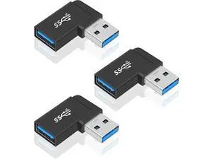 USB 3.0 Adapter 90 Degree, USB Extender 5Gbps Type A Extension Adapter, 3-Pack Right Angle Type A Male to Female Adapter OTG Connector for Hard Drive, Laptop USB 3.0 Adapter 90 Degree, USB Extender 5Gbps Type A Extension Adapter, 3-Pack Right Angle Type A Male to Female Adapter OTG Connector for Hard Drive, Laptop