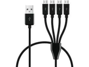 4-in-1 USB 2.0 A Male to Micro USB Male Charging Cord, Multi USB Data Sync Adapter, Splitter Cable (Black-0.5m-4 Micro) 4-in-1 USB 2.0 A Male to Micro USB Male Charging Cord, Multi USB Data Sync Adapter, Splitter Cable (Black-0.5m-4 Micro)