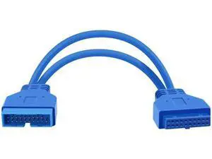 USB 3.0 Motherboard Extension Cable 19/20 Pin Male to Female Internal Adapter (Blue, 1FT) USB 3.0 Motherboard Extension Cable 19/20 Pin Male to Female Internal Adapter (Blue, 1FT)