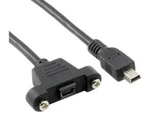 Panel Mount Type Mini USB2.0 5Pin Male to Female Extension Adapter Cable with Screws (50cm) Panel Mount Type Mini USB2.0 5Pin Male to Female Extension Adapter Cable with Screws (50cm)