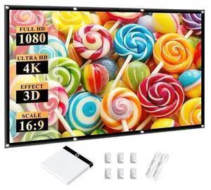 Outdoor Portable Projector Screen 120 Inch: 16:9 4K HD Foldable and Anti-Crease Projection Screen Support Double Sided Projection for Home Theater Outdoor Portable Projector Screen 120 Inch: 16:9 4K HD Foldable and Anti-Crease Projection Screen Support Double Sided Projection for Home Theater