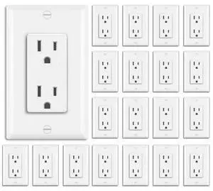 BESTTEN 20 Pack 15 Amp Decorator Wall Receptacle Outlet, Non-Tamper-Resistant, Wallplate Included, 15A/125V/1875W, UL Listed, White BESTTEN 20 Pack 15 Amp Decorator Wall Receptacle Outlet, Non-Tamper-Resistant, Wallplate Included, 15A/125V/1875W, UL Listed, White