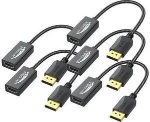 DisplayPort to HDMI Adapter 4K 5-Pack Display Port DP to HDMI Adapter Cable Male to Female Compatible with Computer Monitor TV Projector (5 Black) DisplayPort to HDMI Adapter 4K 5-Pack Display Port DP to HDMI Adapter Cable Male to Female Compatible with Computer Monitor TV Projector (5 Black)