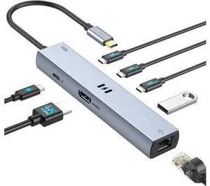 Selore 10Gbps USB C Hub Multiport Adapter Ethernet Adapter with 4K@60Hz HDMI Gigabit Ethernet 3 USB C Ports 100W PD USBC Dongle for MacBook Pro Air iPad HP etc Selore 10Gbps USB C Hub Multiport Adapter Ethernet Adapter with 4K@60Hz HDMI Gigabit Ethernet 3 USB C Ports 100W PD USBC Dongle for MacBook Pro Air iPad HP etc