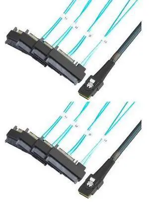 Mini SAS Cable with SATA Power(2PACK), Internal Mini SAS 36 Pin to 4 x 29 Pin Cord with SATA Power, SFF-8087 to SFF-8482 Cable, 3.3 FT Mini SAS Cable with SATA Power(2PACK), Internal Mini SAS 36 Pin to 4 x 29 Pin Cord with SATA Power, SFF-8087 to SFF-8482 Cable, 3.3 FT
