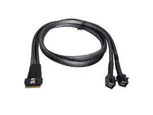 PCI-E Ultraport Slimline SAS Slim 4.0 SFF-8654 8i 74pin to Dual SFF-8643 4i Mini SAS HD Cable PCI-Express 50cm PCI-E Ultraport Slimline SAS Slim 4.0 SFF-8654 8i 74pin to Dual SFF-8643 4i Mini SAS HD Cable PCI-Express 50cm