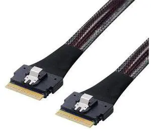 PCI-E Slimline SAS 4.0 SFF-8654 8i 74pin Host to SFF-8654 74Pin Slim SAS Target Cable 50cm PCI-E Slimline SAS 4.0 SFF-8654 8i 74pin Host to SFF-8654 74Pin Slim SAS Target Cable 50cm