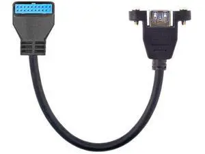 Cable USB 3.0 Single Port A Female Screw Mount Type to Up Angled Motherboard 20pin Header Cable 90 Degree Cable USB 3.0 Single Port A Female Screw Mount Type to Up Angled Motherboard 20pin Header Cable 90 Degree