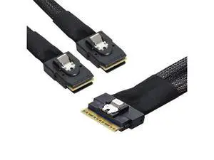 PCI-E Ultraport Slimline SAS Slim 4.0 SFF-8654 8i 74pin to Dual SFF-8087 Mini SAS Cable PCI-Express 50cm PCI-E Ultraport Slimline SAS Slim 4.0 SFF-8654 8i 74pin to Dual SFF-8087 Mini SAS Cable PCI-Express 50cm