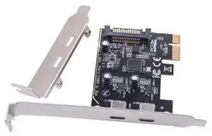 2 Port PCI-E 1X to 2 USB C HUB PCI Express Expansion Card Adapter with 80/120mm PCI-E Slot Bracket with Extra SATA Power 2 Port PCI-E 1X to 2 USB C HUB PCI Express Expansion Card Adapter with 80/120mm PCI-E Slot Bracket with Extra SATA Power