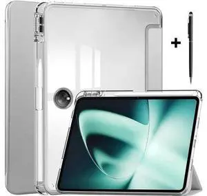 Protective Case for Oppo OnePlus Pad 11.61 inch / Oppo Pad 2 11.61 inch 2023 with S Pen Holder, Transparent Hard Shell Back Trifold Smart Stand Cover with universal stylus Pen Silver Protective Case for Oppo OnePlus Pad 11.61 inch / Oppo Pad 2 11.61 inch 2023 with S Pen Holder, Transparent Hard Shell Back Trifold Smart Stand Cover with universal stylus Pen Silver