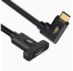 USB4 :TYPE-C male side bend turn Type-C female ear screws fixed panel extension cable 8K60HZ Lightning Multi-function 240W 1m USB4 :TYPE-C male side bend turn Type-C female ear screws fixed panel extension cable 8K60HZ Lightning Multi-function 240W 1m
