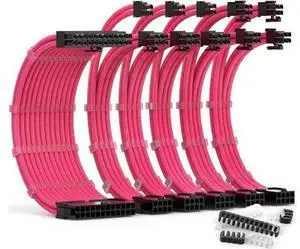 PSU Cable Extension Kit 30CM Length with Combs,1x24Pin/2x8Pin(4+4) EPS/3x8Pin(6P+2P) PCI-E/PC Sleeved for ATX Power Supply,( Pink) PSU Cable Extension Kit 30CM Length with Combs,1x24Pin/2x8Pin(4+4) EPS/3x8Pin(6P+2P) PCI-E/PC Sleeved for ATX Power Supply,( Pink)