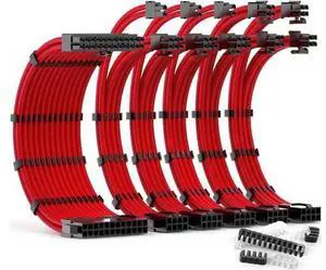 PSU Cable Extension Kit 30CM Length with Combs,1x24Pin/2x8Pin(4+4) EPS/3x8Pin(6P+2P) PCI-E/PC Sleeved for ATX Power Supply,White, All-White Red PSU Cable Extension Kit 30CM Length with Combs,1x24Pin/2x8Pin(4+4) EPS/3x8Pin(6P+2P) PCI-E/PC Sleeved for ATX Power Supply,White, All-White Red