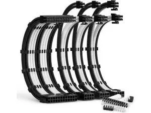 PSU Cable Extension Kit 30CM Length with Cable Combs 1x24Pin/1x8Pin(4+4) EPS/2x8Pin(6P+2P) PCI-E/PC Sleeved Cable for ATX Power Supply(Black & White) PSU Cable Extension Kit 30CM Length with Cable Combs 1x24Pin/1x8Pin(4+4) EPS/2x8Pin(6P+2P) PCI-E/PC Sleeved Cable for ATX Power Supply(Black & White)