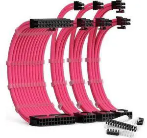 PSU Cable Extension Kit 30CM Length with Cable Combs 1x24Pin/1x8Pin(4+4) EPS/2x8Pin(6P+2P) PCI-E/PC Sleeved Cable for ATX Power Supply (Pink) PSU Cable Extension Kit 30CM Length with Cable Combs 1x24Pin/1x8Pin(4+4) EPS/2x8Pin(6P+2P) PCI-E/PC Sleeved Cable for ATX Power Supply (Pink)
