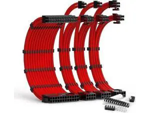 PSU Cable Extension Kit 30CM Length with Cable Combs 1x24Pin/1x8Pin(4+4) EPS/2x8Pin(6P+2P) PCI-E/PC Sleeved Cable for ATX Power Supply(Red) PSU Cable Extension Kit 30CM Length with Cable Combs 1x24Pin/1x8Pin(4+4) EPS/2x8Pin(6P+2P) PCI-E/PC Sleeved Cable for ATX Power Supply(Red)