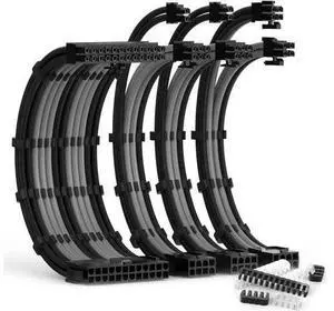 PSU Cable Extension Kit 30CM Length with Cable Combs 1x24Pin/1x8Pin(4+4) EPS/2x8Pin(6P+2P) PCI-E/PC Sleeved Cable for ATX Power Supply(Black & Grey) PSU Cable Extension Kit 30CM Length with Cable Combs 1x24Pin/1x8Pin(4+4) EPS/2x8Pin(6P+2P) PCI-E/PC Sleeved Cable for ATX Power Supply(Black & Grey)