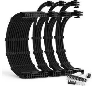 PSU Cable Extension Kit 30CM Length with Cable Combs 1x24Pin/1x8Pin(4+4) EPS/2x8Pin(6P+2P) PCI-E/PC Sleeved Cable for ATX Power Supply(Black) PSU Cable Extension Kit 30CM Length with Cable Combs 1x24Pin/1x8Pin(4+4) EPS/2x8Pin(6P+2P) PCI-E/PC Sleeved Cable for ATX Power Supply(Black)