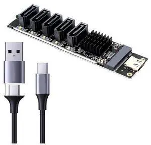 TYPE-C to 5 Port SATA3.0 Adapter Card Riser Card JM575+JMS580 SATA3 6Gbps USB10G Chassis Server PC Computer Expansion-AB01 TYPE-C to 5 Port SATA3.0 Adapter Card Riser Card JM575+JMS580 SATA3 6Gbps USB10G Chassis Server PC Computer Expansion-AB01