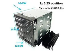 5.25" to 5X 3.5" SATA SAS Rack Adapter HDD Cage Hard Driver Tray Caddy CD-ROM Slot Internal External PC DIY With Fan Space 5.25" to 5X 3.5" SATA SAS Rack Adapter HDD Cage Hard Driver Tray Caddy CD-ROM Slot Internal External PC DIY With Fan Space