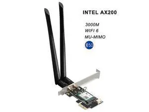 802.11ax Wireless 6 PCI Express Network Card Adapter Dongle 3000M With AX200 Wireless Adapter for PC 802.11ax Wireless 6 PCI Express Network Card Adapter Dongle 3000M With AX200 Wireless Adapter for PC