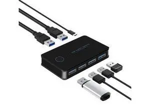 USB KVM Switch USB Shared Switcher 2 in 4 Out for Laptop PC Keyboard Mouse Printer USB Switch Hub Adapter USB 3.0-AB01 USB KVM Switch USB Shared Switcher 2 in 4 Out for Laptop PC Keyboard Mouse Printer USB Switch Hub Adapter USB 3.0-AB01