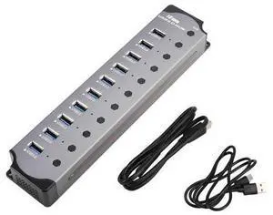 10 in 1 Powered USB HUB 10 Ports USB Adapter USB Splitter USB 3.0 Interface Individual Switch RGB E-Marker Heat Design-AB01 10 in 1 Powered USB HUB 10 Ports USB Adapter USB Splitter USB 3.0 Interface Individual Switch RGB E-Marker Heat Design-AB01