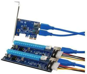 PCIe Riser Card 1 to 2 PCI-E 1X to PCI-E 16X Slot With USB 3.0 Power Cable Mining Adapter Conveter for BitCoin PCIe Riser Card 1 to 2 PCI-E 1X to PCI-E 16X Slot With USB 3.0 Power Cable Mining Adapter Conveter for BitCoin