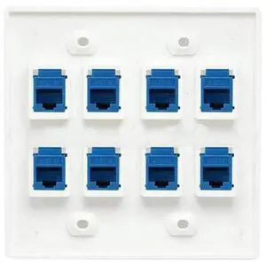 3X Ethernet Wall Plate 8 Port - Double Gang Cat6 RJ45 Keystone Jack Network Cable Faceplate Female To Female - Blue 3X Ethernet Wall Plate 8 Port - Double Gang Cat6 RJ45 Keystone Jack Network Cable Faceplate Female To Female - Blue